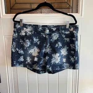 Maurices Blue Floral Jean Shorts